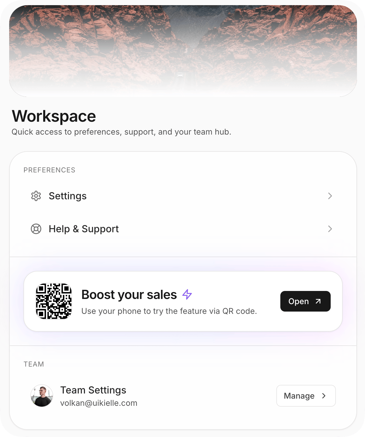 Workspace — portfolio preview
